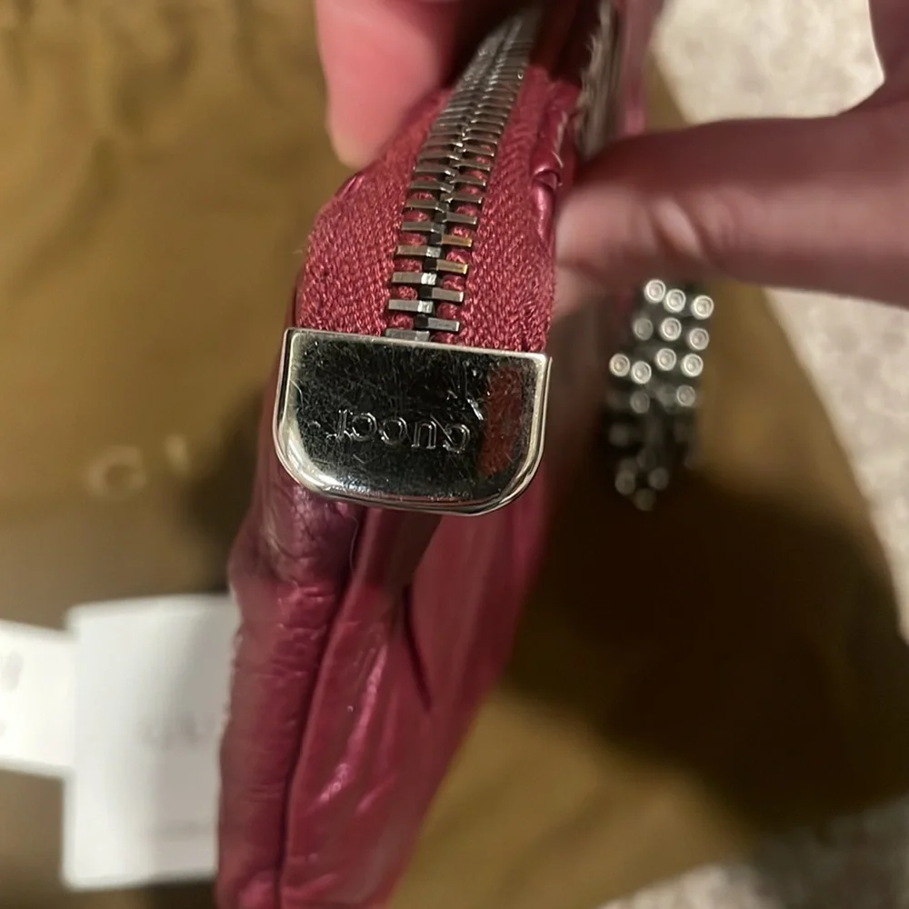 Gucci Pink Leather Chain Wristlet Clutch - Picture 3 of 7